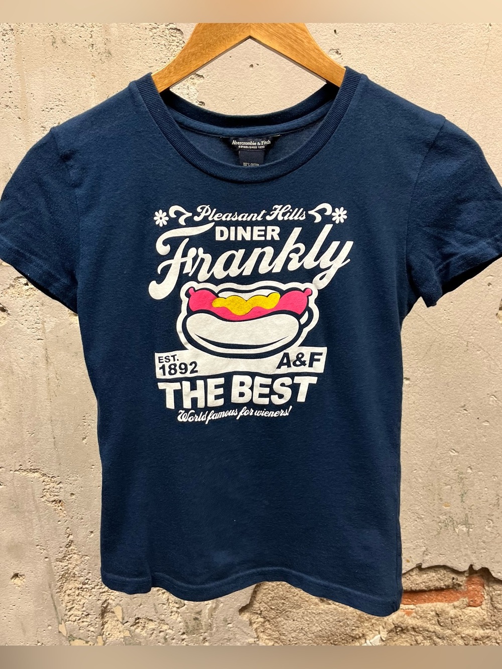Abercrombie & Fitch Y2K Vintage Frankly Hot Dog Fitted Baby Tee Medium Comedy
